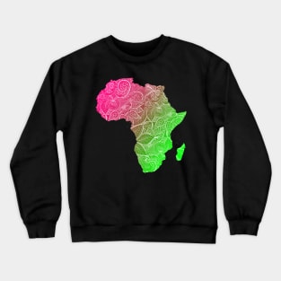 Colorful mandala art map of Africa with text in pink and green Crewneck Sweatshirt